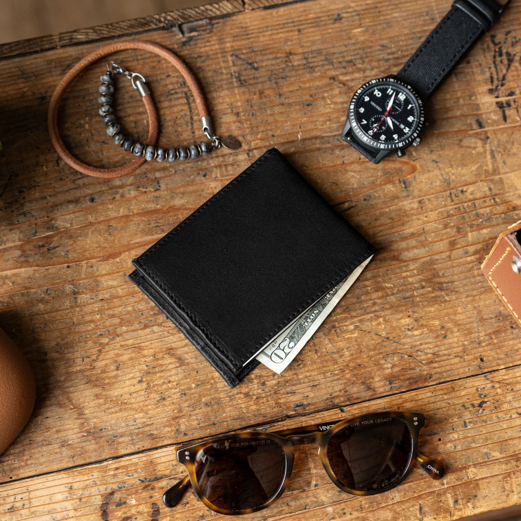 The Classic Leather Bifold Wallet - Black
