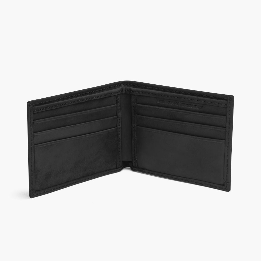 The Classic Leather Bifold Wallet - Black Matte