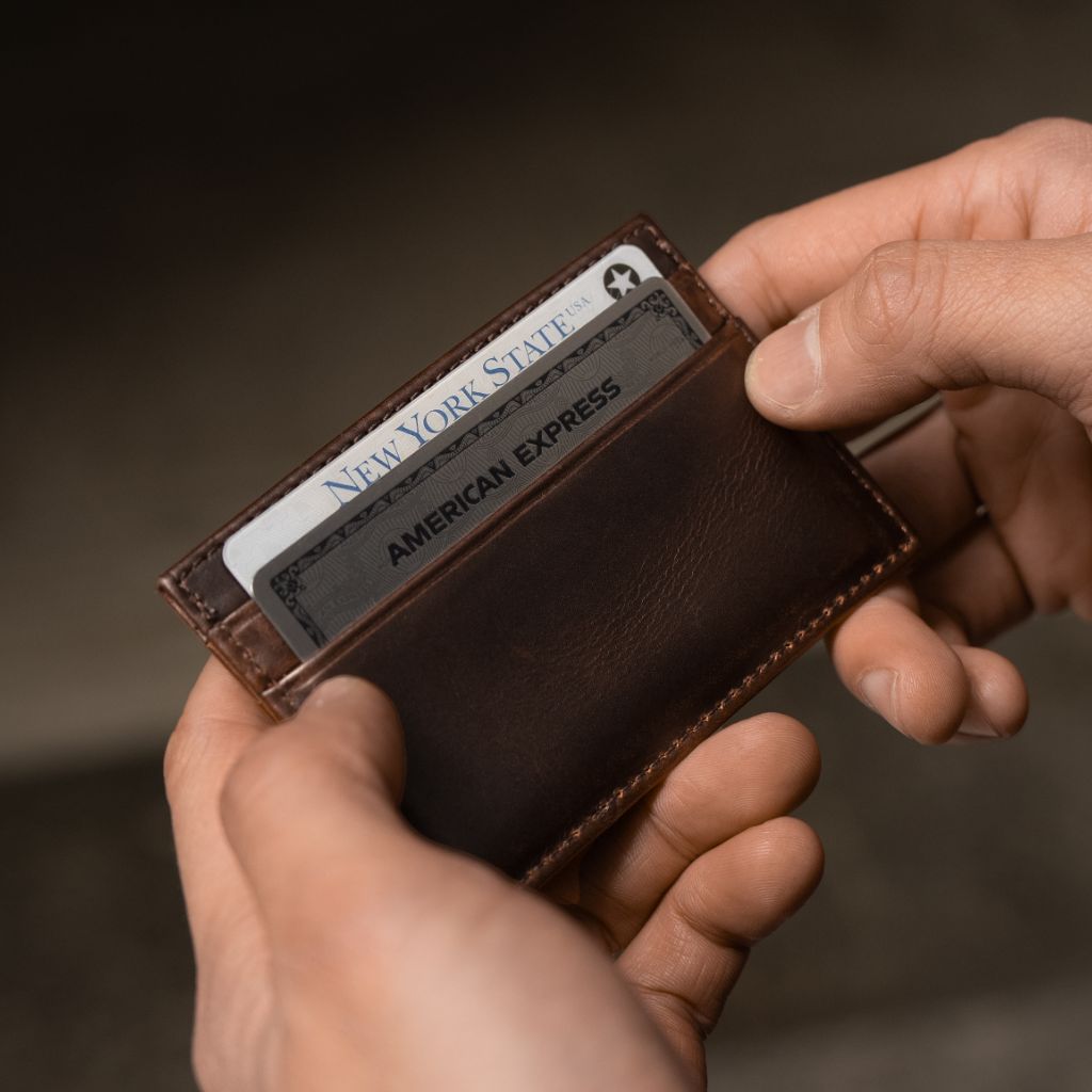 The Minimalist Leather Card Holder - Black Coffee