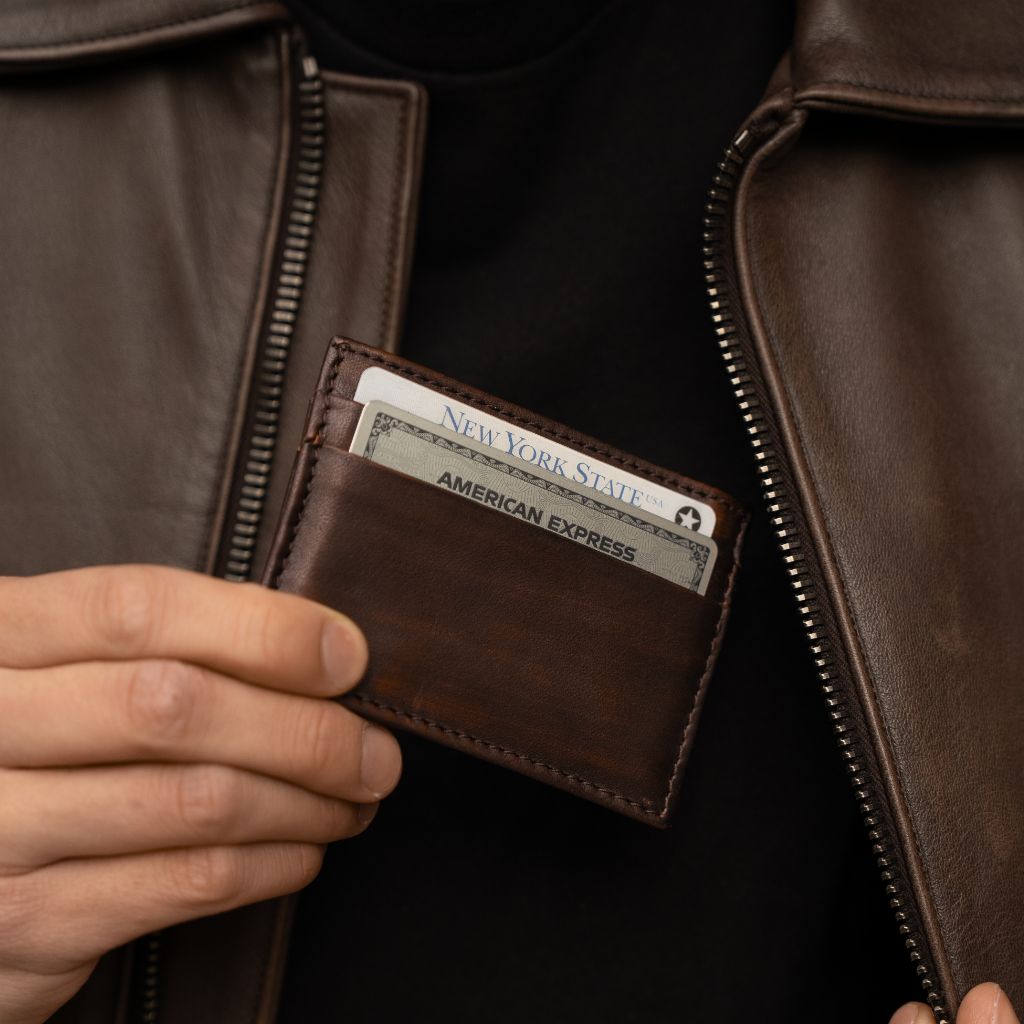 The Minimalist Leather Card Holder - Black Coffee