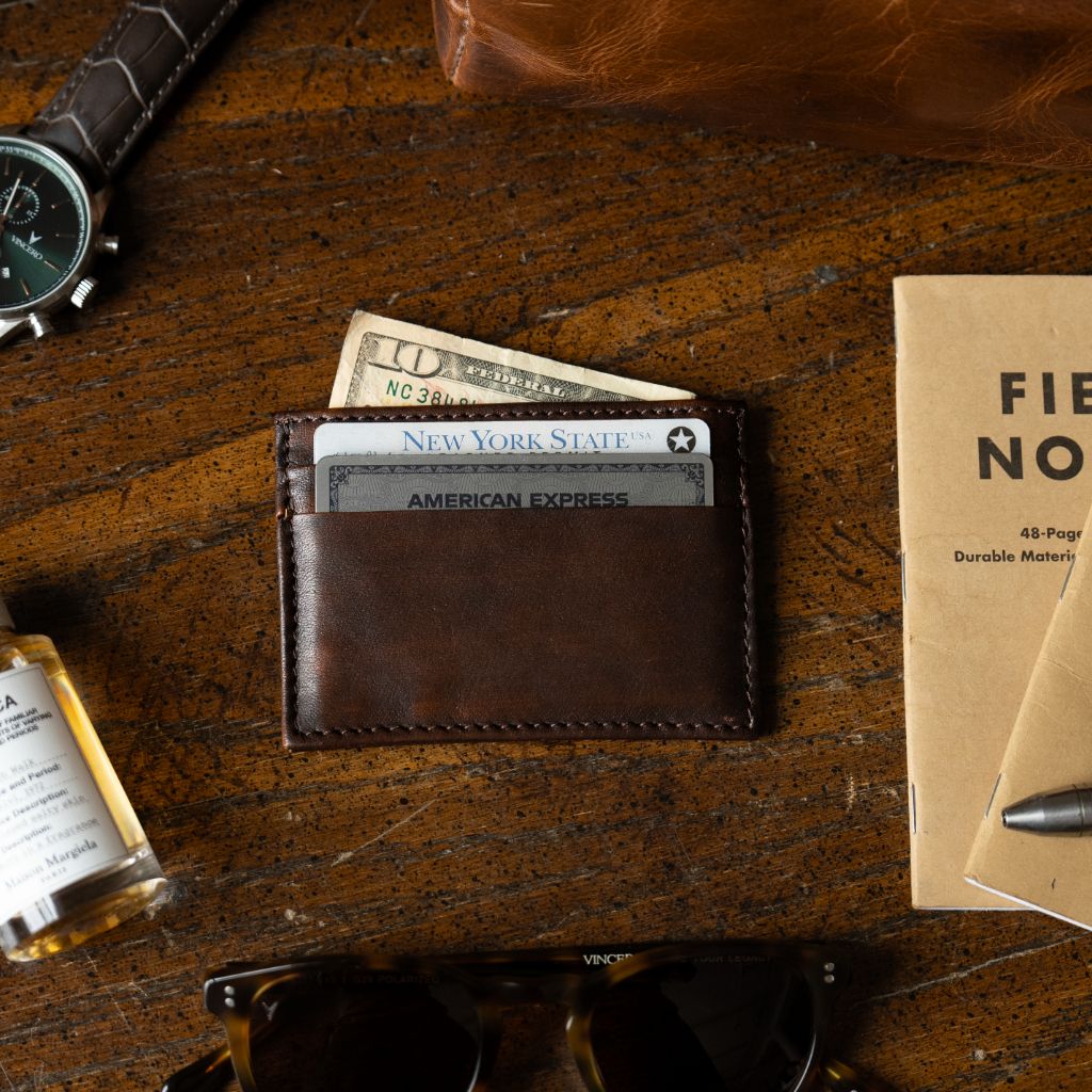 The Minimalist Leather Card Holder - Black Coffee