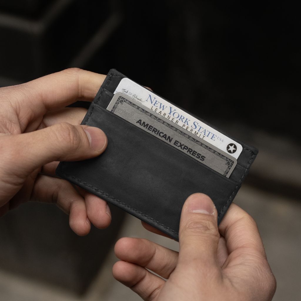 The Minimalist Leather Card Holder - Black Matte