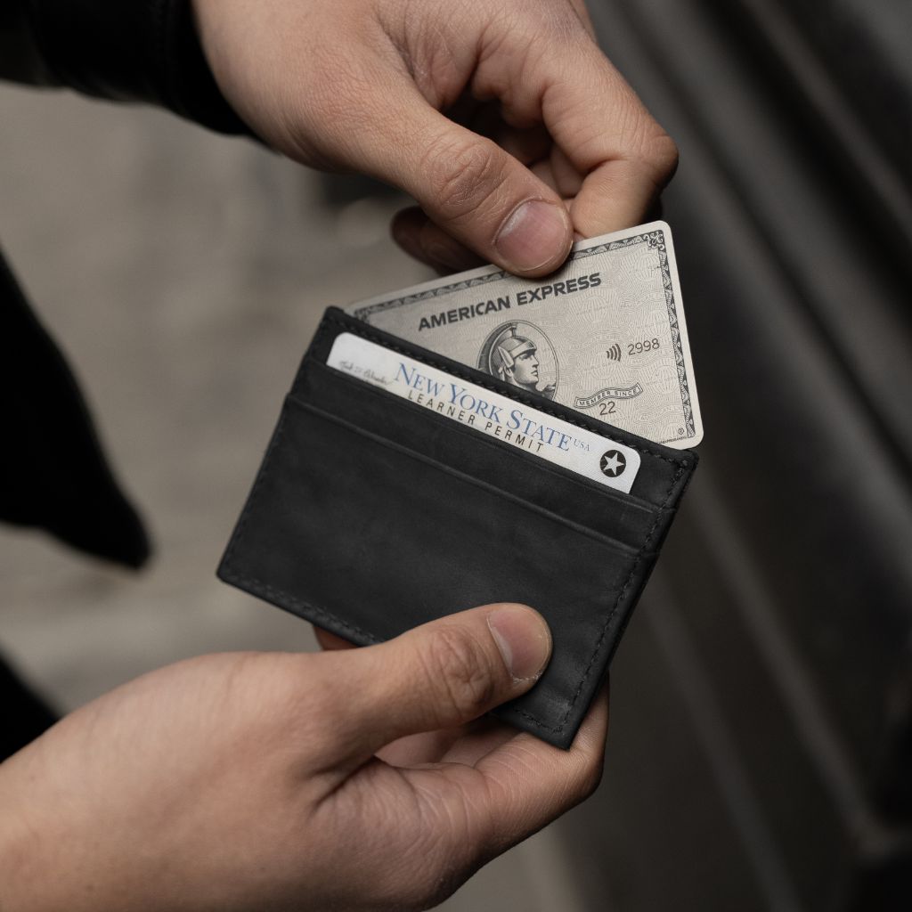 The Minimalist Leather Card Holder - Black Matte