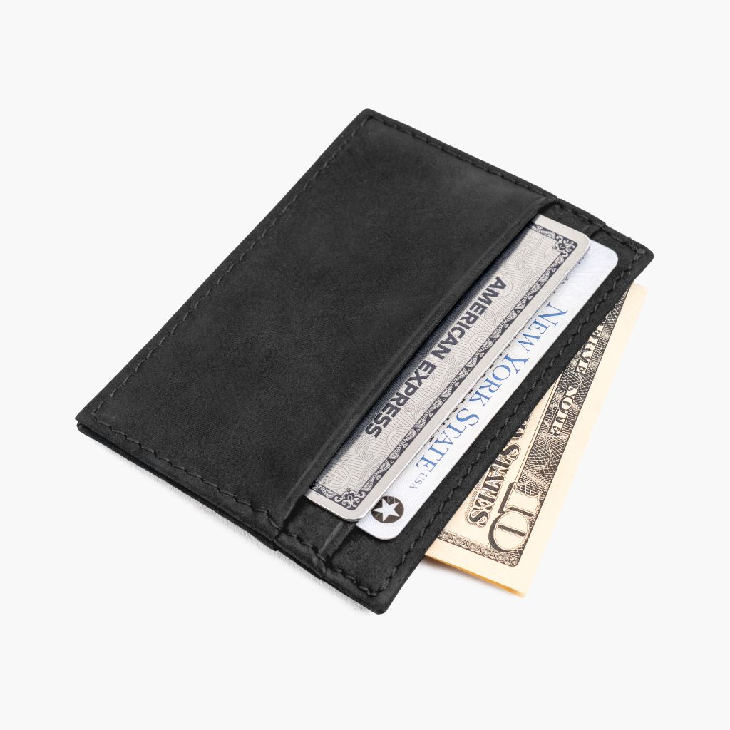 The Minimalist Leather Card Holder - Black Matte