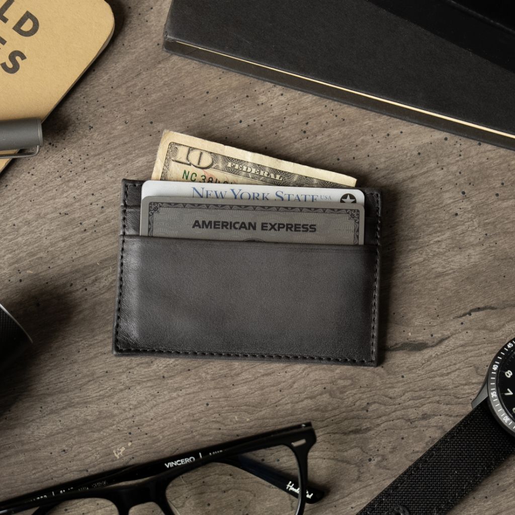 The Minimalist Leather Card Holder - Grey